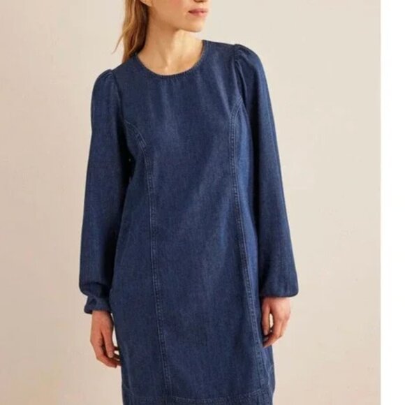 NWT Boden Denim Blouson Shift Dress Women's Size 14 - Picture 2 of 5